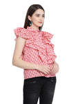 Ruffled Buttoned Sleeveless Shirt
