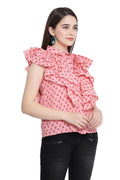 Ruffled Buttoned Sleeveless Shirt