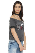 Chocker Neckline Off Shoulder Top