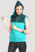 Front Zipper Sleeveless Hooded Sweatshirt - MODA ELEMENTI