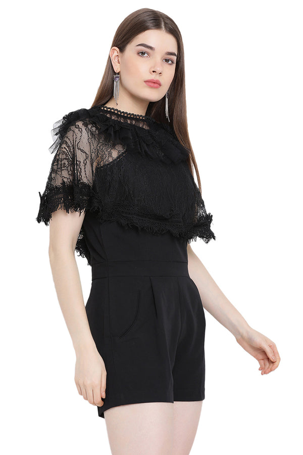 Midnight Lace Cape Play Suit