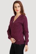 Solid Front Zipper Cardigan - MODA ELEMENTI