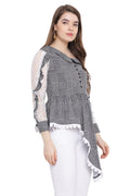 Houndstooth Single Off Shoulder Pattern Top