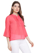 Front Tie Cherry Kiss Casual Top