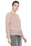 Front Tie Streak Casual Top