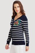 Front Buttoned Striped Cardigan - MODA ELEMENTI