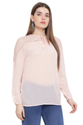 Front Tie Solid Full Sleeve Top