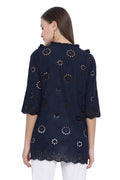 Front Tie Laser Cut Casual Tunic