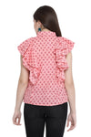 Ruffled Buttoned Sleeveless Shirt