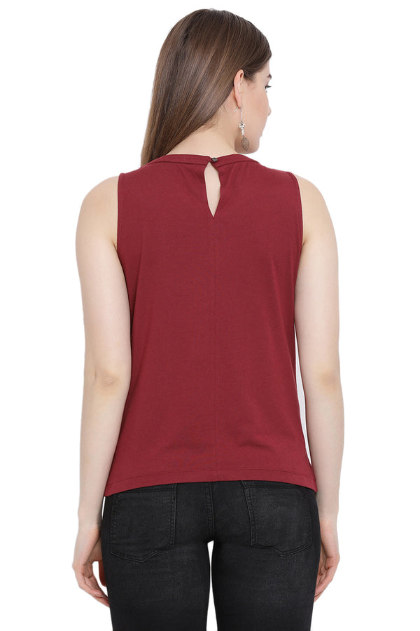 Neck Cut Out Casual Printed Top