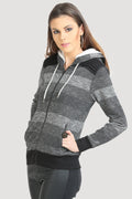 Full Sleeve Front Zipper Stripe Hooded Sweatshirt - MODA ELEMENTI