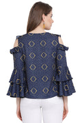Abstract Art Bell Sleeve Formal Top