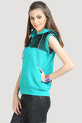 Front Zipper Sleeveless Hooded Sweatshirt - MODA ELEMENTI