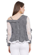 Houndstooth Single Off Shoulder Pattern Top