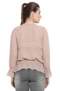 Front Tie Streak Casual Top