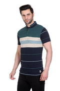 Axmann Striped Men Mandarin Collar T-Shirt