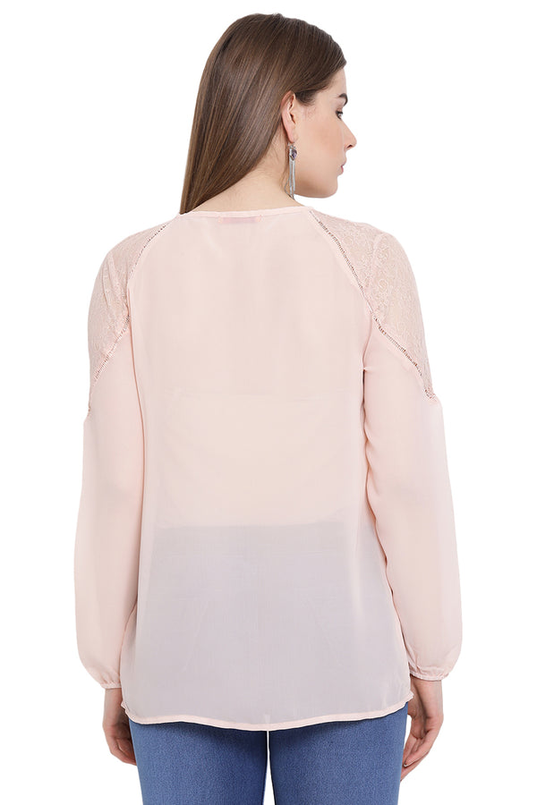 Front Tie Solid Full Sleeve Top