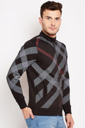 Axmann Abstract Check Zipper Sweatshirt - MODA ELEMENTI