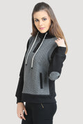 Full Sleeve Neck Buttoned Hooded Sweatshirt - MODA ELEMENTI