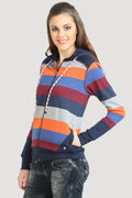 Full Sleeve Multicolor Zipper Hooded Sweatshirt - MODA ELEMENTI