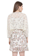 Birds Printed Lace Midi Dress