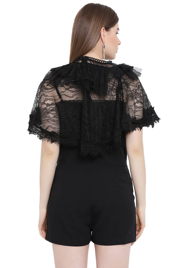 Midnight Lace Cape Play Suit