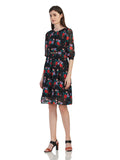 Trendy_Rose_printed Black_Dress