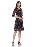 Trendy_Rose_printed Black_Dress