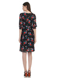 Trendy_Rose_printed Black_Dress