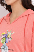 Floral Print Casual Hoodie
