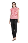 Ruffled Buttoned Sleeveless Shirt