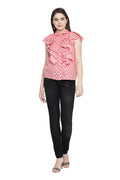 Ruffled Buttoned Sleeveless Shirt