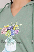 Floral Print Casual Hoodie