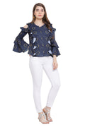Abstract Art Bell Sleeve Formal Top