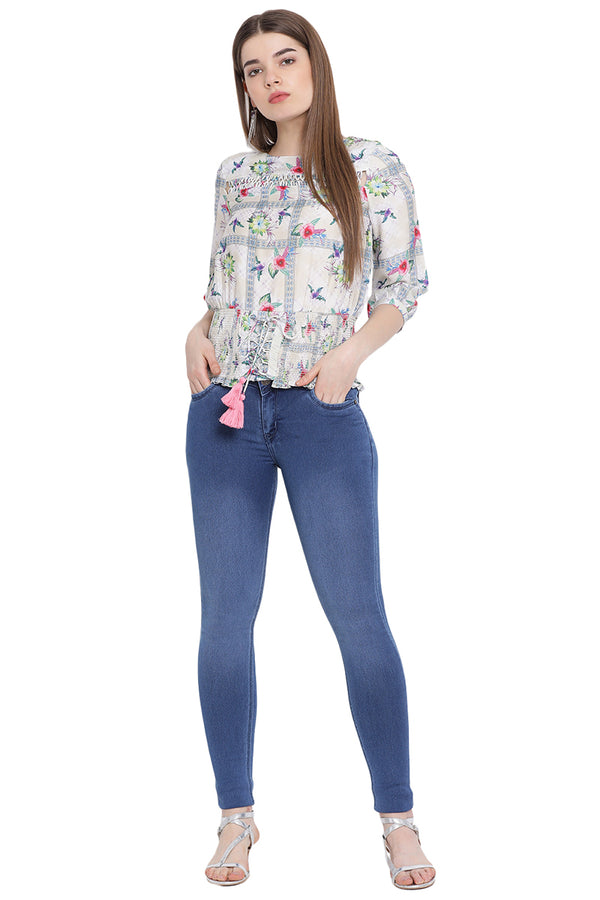 Floral Tassel Top