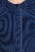 Solid Denim Front Zipper Cardigan - MODA ELEMENTI