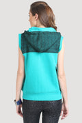 Front Zipper Sleeveless Hooded Sweatshirt - MODA ELEMENTI