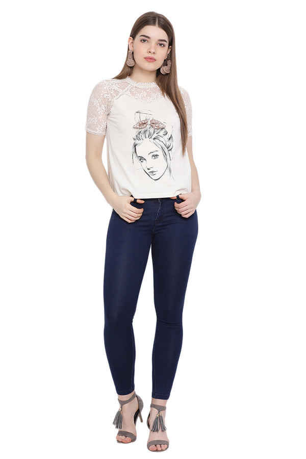 Sequin Lady Lace Casual Top
