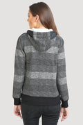 Full Sleeve Front Zipper Stripe Hooded Sweatshirt - MODA ELEMENTI
