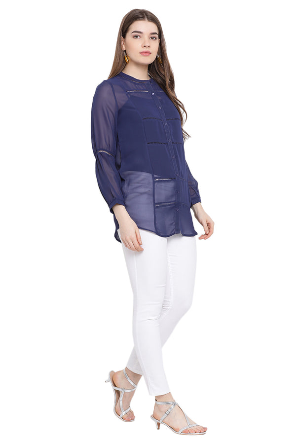 Spring Indigo Casual Tunic