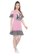 Model Printed Medium Length Catchy Dress