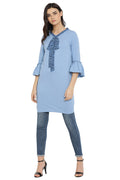 Front Tie Bell Sleeve Tunic