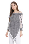 Houndstooth Single Off Shoulder Pattern Top