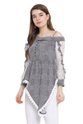 Houndstooth Single Off Shoulder Pattern Top