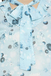 Flower art Sleeve Top_Tie Neck Top