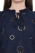 Front Tie Laser Cut Casual Tunic