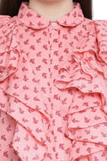 Ruffled Buttoned Sleeveless Shirt