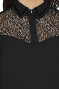Solid Black Lace Casual Top