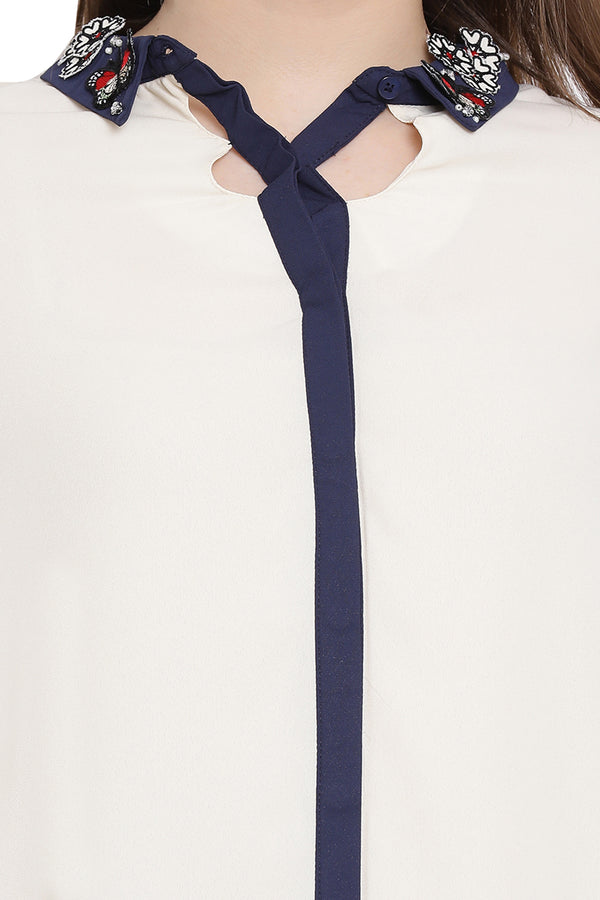 Statement Collar Casual Top