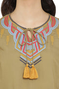 Tassel Embroidered Sleeveless Top